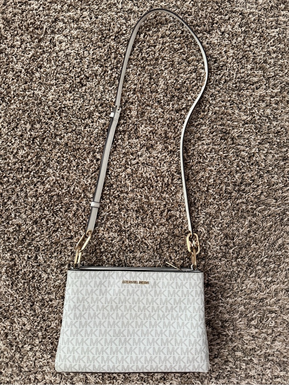 Michael Kors Cream and Light Gray Logo Crossbody Bag